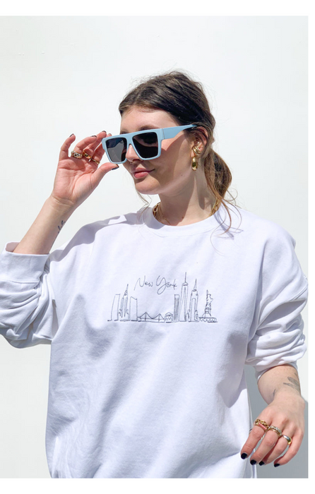 New York Skyline Embroidered Sweatshirt