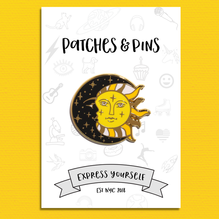 Crescent And Sun Enamel Pin