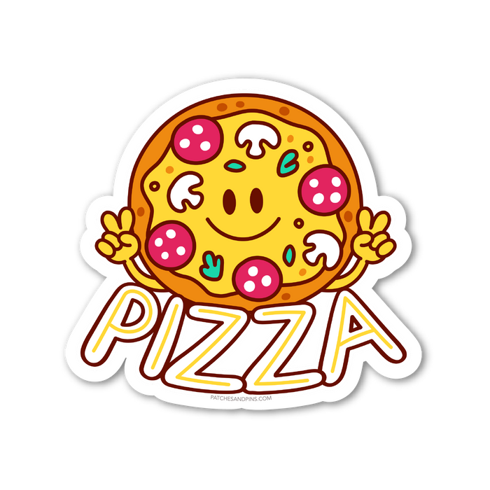 Smiley Pizza Sticker