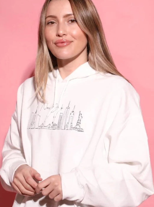 New York Skyline Embroidery Hoodie