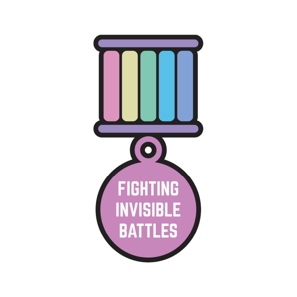 Fighting Invisible Battles Sticker — Patches and Pins Fun Products