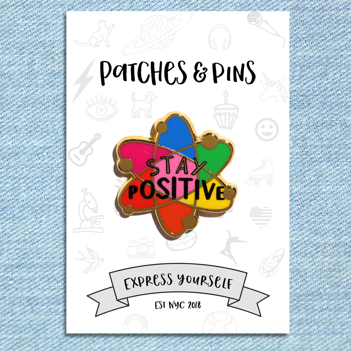 Stay Positive Enamel Pin — Patches and Pins Fun Products