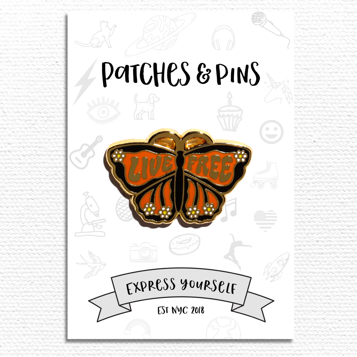Live Free Enamel Pin — Patches and Pins Fun Products