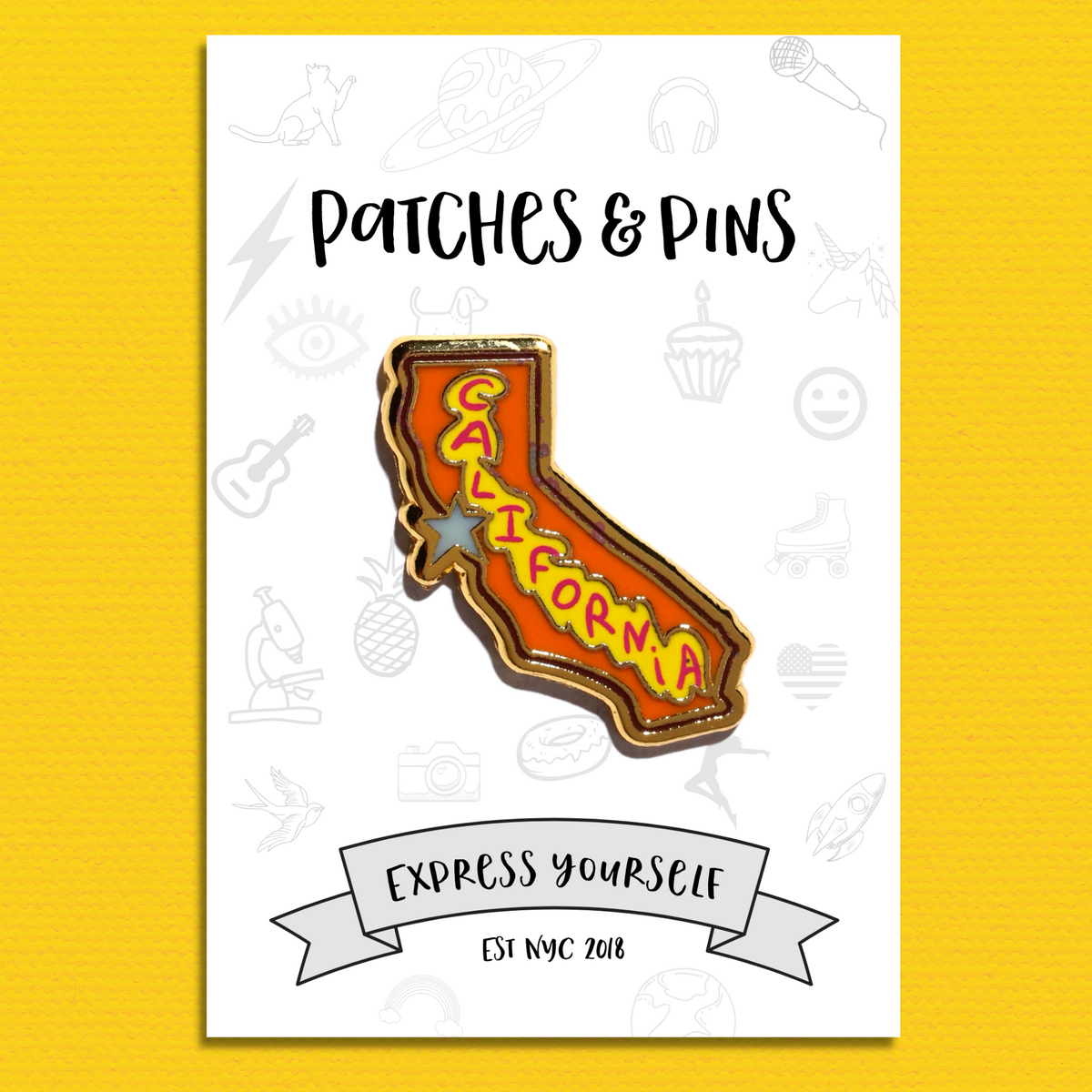 California State of Mind Enamel Pin — Patches and Pins Fun Products
