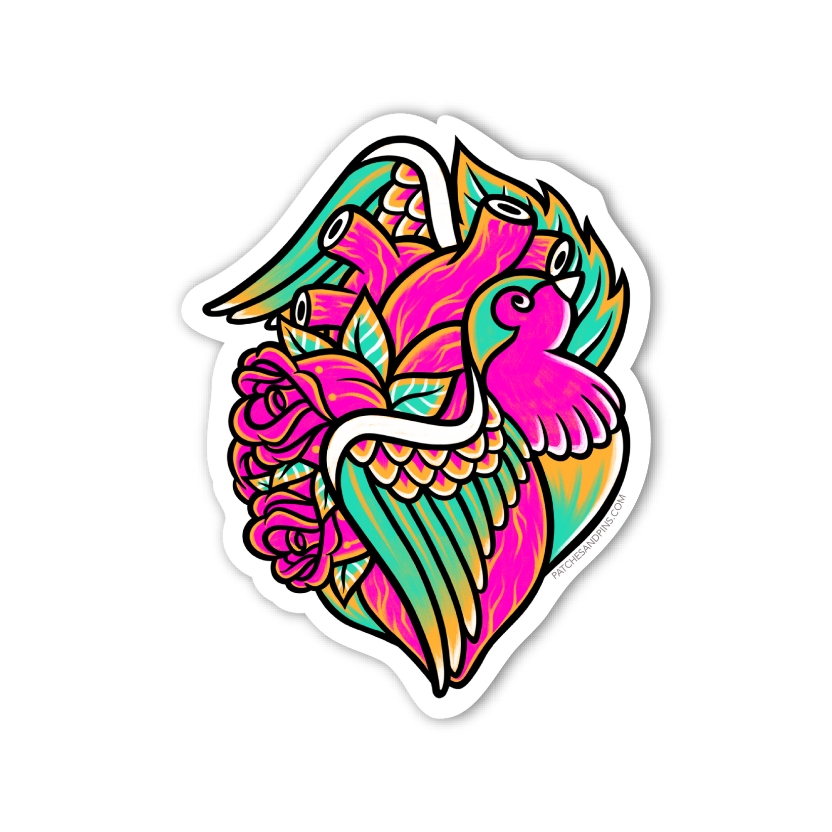 Bird Heart Sticker — Patches and Pins Fun Products