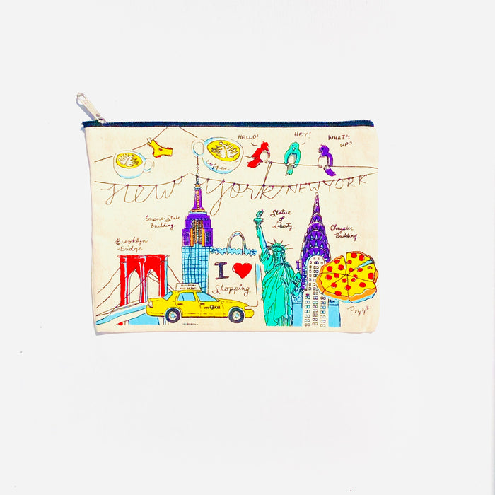 New York Illustration Canvas Pouch