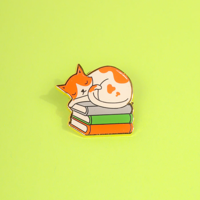 Cat Books Enamel Pin