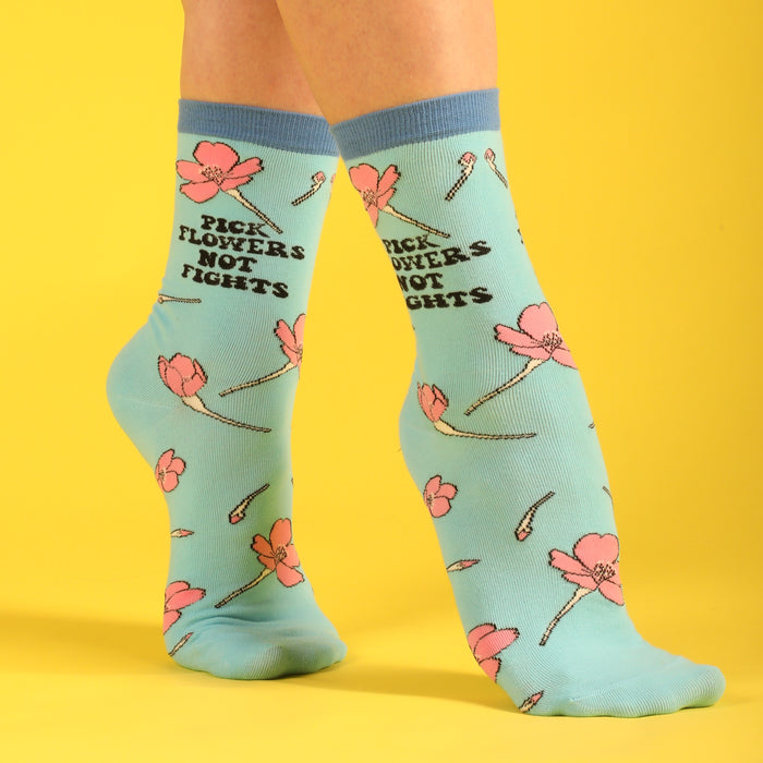 Pick Flowers Not Fights Women's Socks