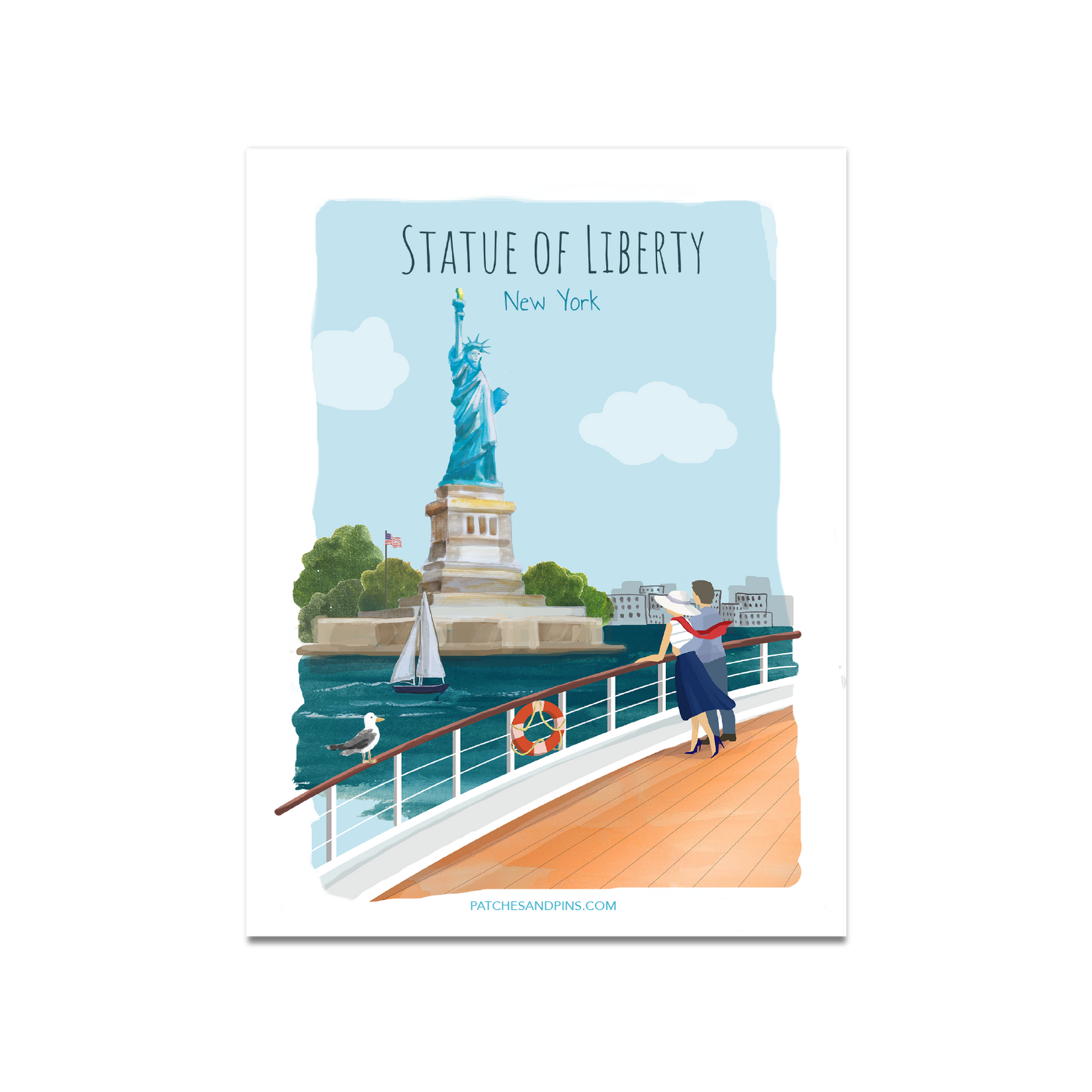 New York Statue of Liberty Sticker — Patches and Pins Fun Products