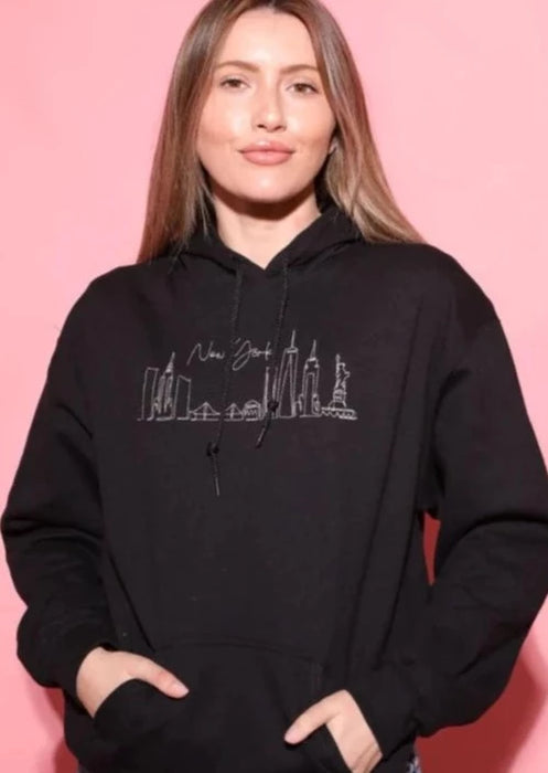 New York Skyline Embroidery Hoodie